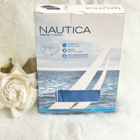 New w/ tags NAUTICA STRETCH BRIEFS 3PK 2 Solid and 1 print Classic Fit taglesss - Picture 5 of 5